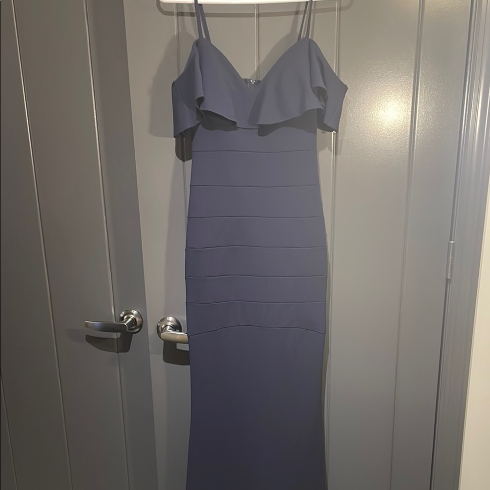 Emerald Sundae Blue Ribbed Ruffle Bodycon Dress